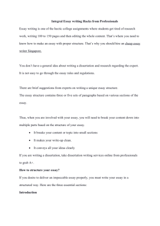 Integral Essay writing Hacks from Professionals