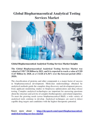 Biopharmaceutical Analytical Testing Services