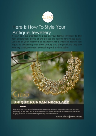 Here Is How To Style Your Antique Jewellery