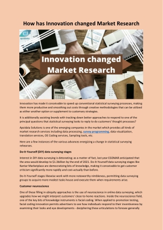 How has Innovation changed Market Research