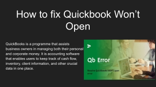 How to fix Quickbook Won’t Open