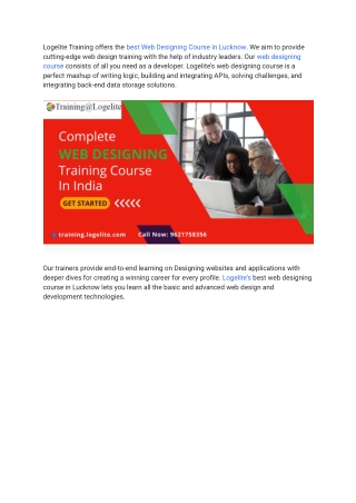 Web Designing Training Course in India -Training.Logelite pvt ltd