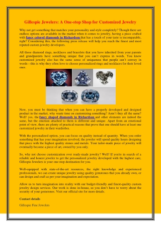 Gillespie Jewelers A One-stop Shop for Customized Jewelry