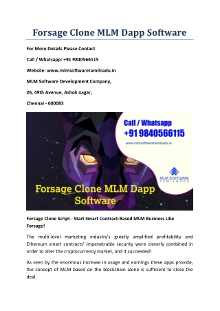 Forsage clone MLM Dapp software