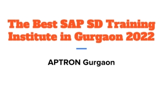 The Best SAP SD Training Institute in Gurgaon 2022