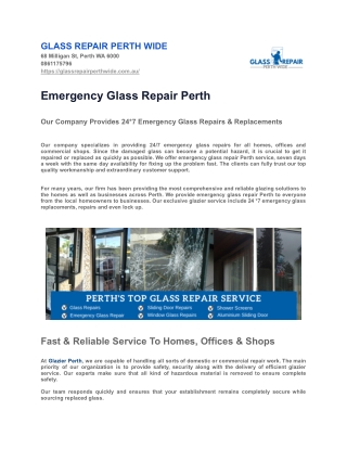 Emergency Glass Repair Perth