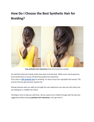 How Do I Choose the Best Synthetic Hair for Braiding