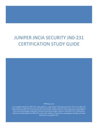 Juniper JNCIA Security JN0-231 Certification Study Guide PDF