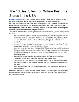 The 10 Best Sites For Online Perfume Stores in the USA