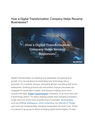 How a Digital Transformation Company Helps Revamp Businesses?