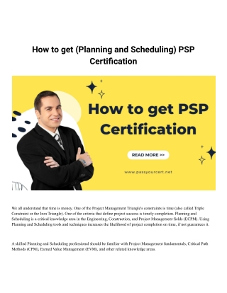How to get (Planning and Scheduling) PSP Certification