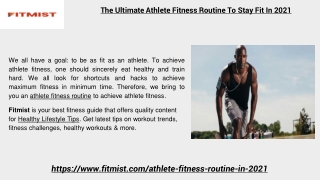 The Ultimate Athlete Fitness Routine To Stay Fit In 2021