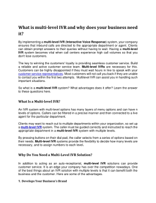 What is multi-level IVR and why does your business need it