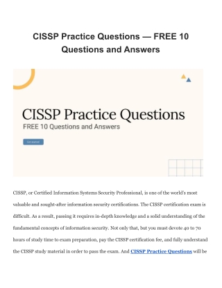 CISSP Practice Questions — FREE 10 Questions and Answers