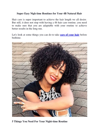 Super Easy Nigh time Routines for Your 4B Natural Hair