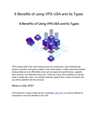 6 Benefits of using VPS USA and its Types