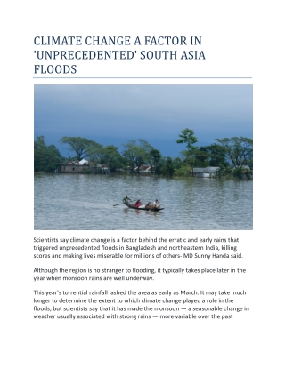 Climate change a factor in 'unprecedented' South Asia floods