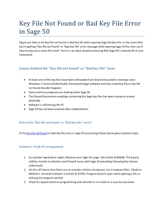 Key File Not Found or Bad Key File Error in Sage 50