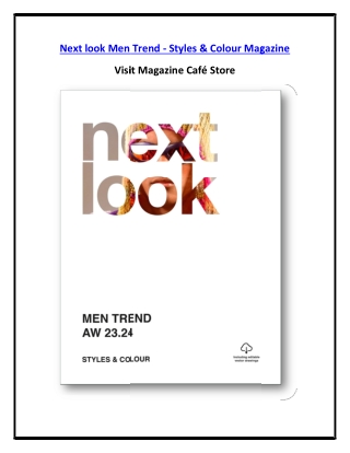 Next look Men Trend - Styles & Colour Magazine