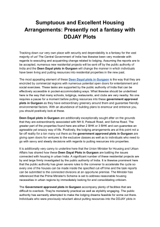 Sumptuous and Excellent Housing Arrangements: Presently not a fantasy with DDJAY