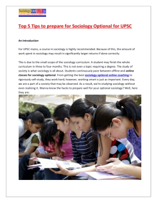 Top 5 Tips to prepare for Sociology Optional for UPSC