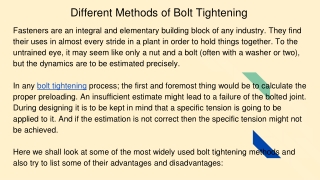 Different Methods of Bolt Tightening