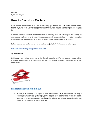 How to Operate a Car Jack