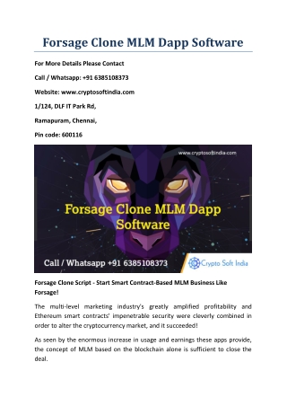 Forsage clone MLM Dapp software