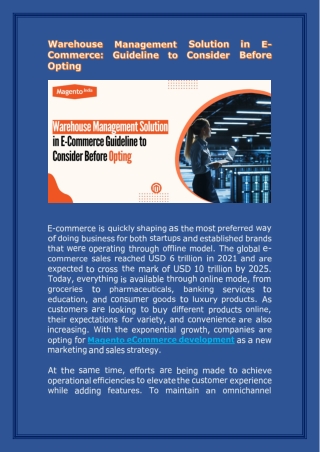 Warehouse Management Solution in eCommerce Guideline to Consider Before Opting