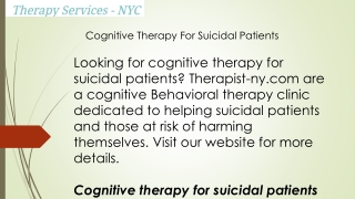 Cognitive Therapy For Suicidal Patients  Therapist-ny.com