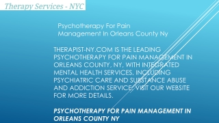 Psychotherapy For Pain Management In Orleans County Ny  Therapist-ny.com