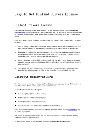 Get Finland Drivers License