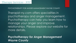 Psychotherapy For Anger Management Wayne County  Therapist-ny.com