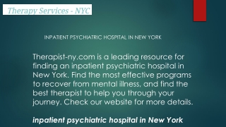 Inpatient Psychiatric Hospital in New York  Therapist-ny.com