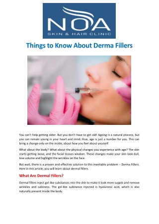 Things to Know About Derma Fillers