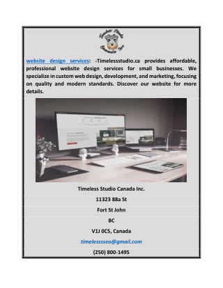 website design servicesWebsite Design Services  Timelessstudio.ca
