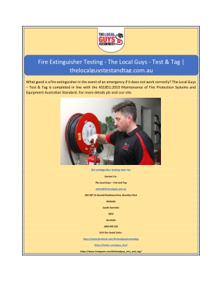 Fire Extinguisher Testing - The Local Guys - Test & Tag  thelocalguystestandtag.com
