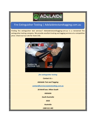 Fire Extinguisher Testing  Adelaidetestandtagging.com