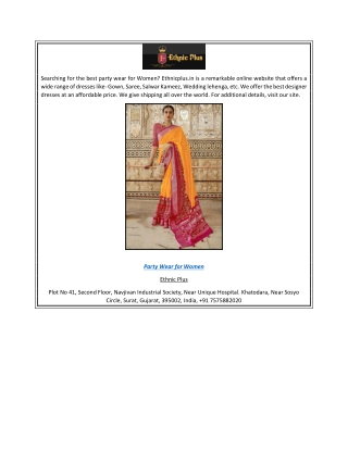 Party Wear For Women  Ethnicplus.in