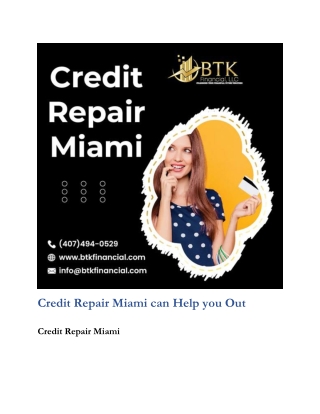 Credit Repair Miami can Help you Out
