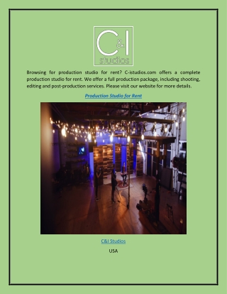 Production Studio for Rent C-istudios.com