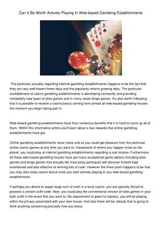 CanItBeWorthActivelyPlayingInWeb-basedGamblingEstablishments