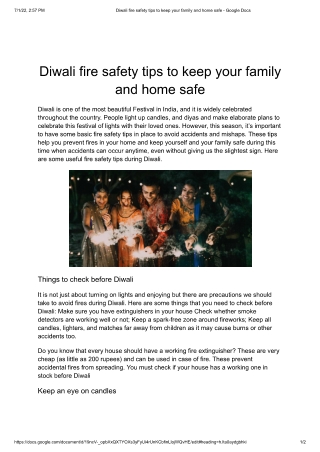 Diwali fire safety tips to keep your family and home safe