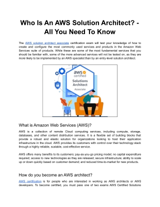 Why You Should Be an AWS Solution Architect