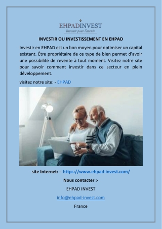 INVESTIR OU INVESTISSEMENT EN EHPAD