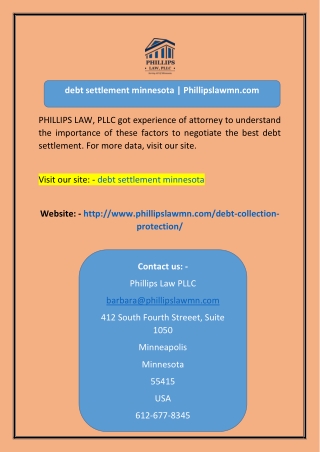 debt settlement minnesota Phillipslawmn