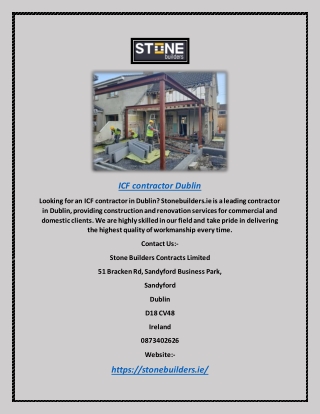 Icf Contractor Dublin | Stonebuilders.ie