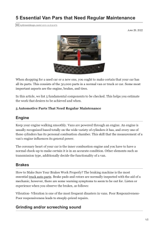 nytimesblogs.com-5 Essential Van Pars that Need Regular Maintenance