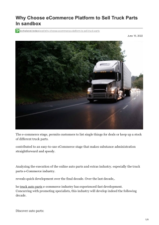 techplanet.today-Why Choose eCommerce Platform to Sell Truck Parts In sandbox