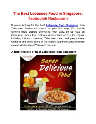 Best Lebanese Food in Singapore: Tabbouleh Restaurant